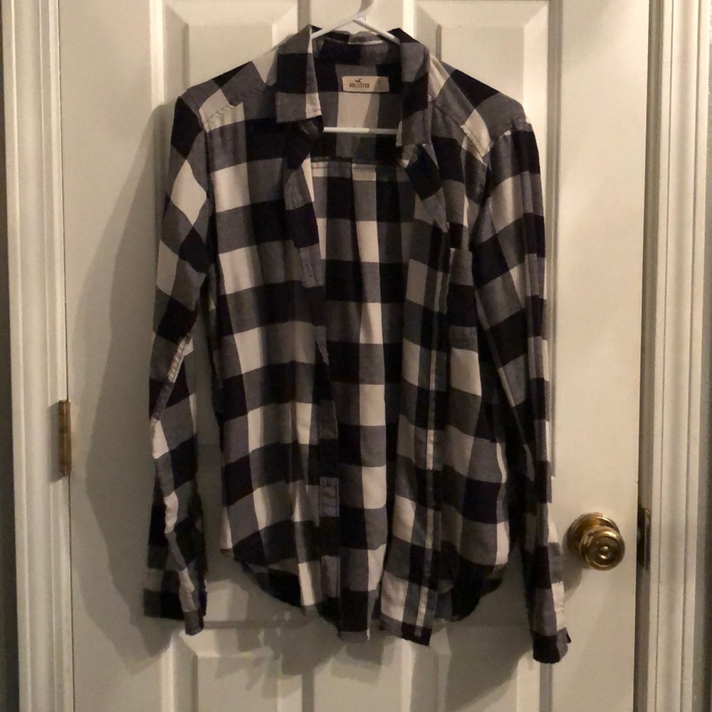 White and black Hollister flannel